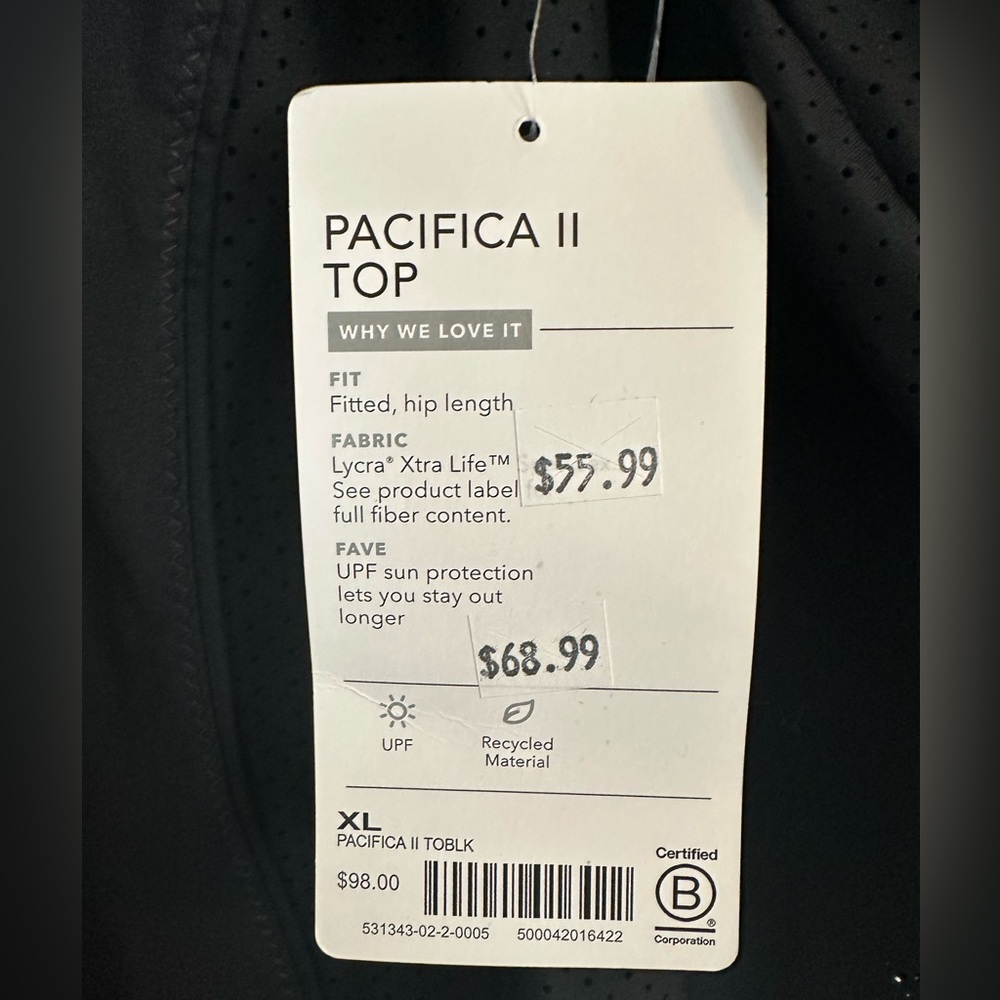 NWT Athleta Pacifica II Black UPF Sun Swim Top XL - Picture 7 of 7